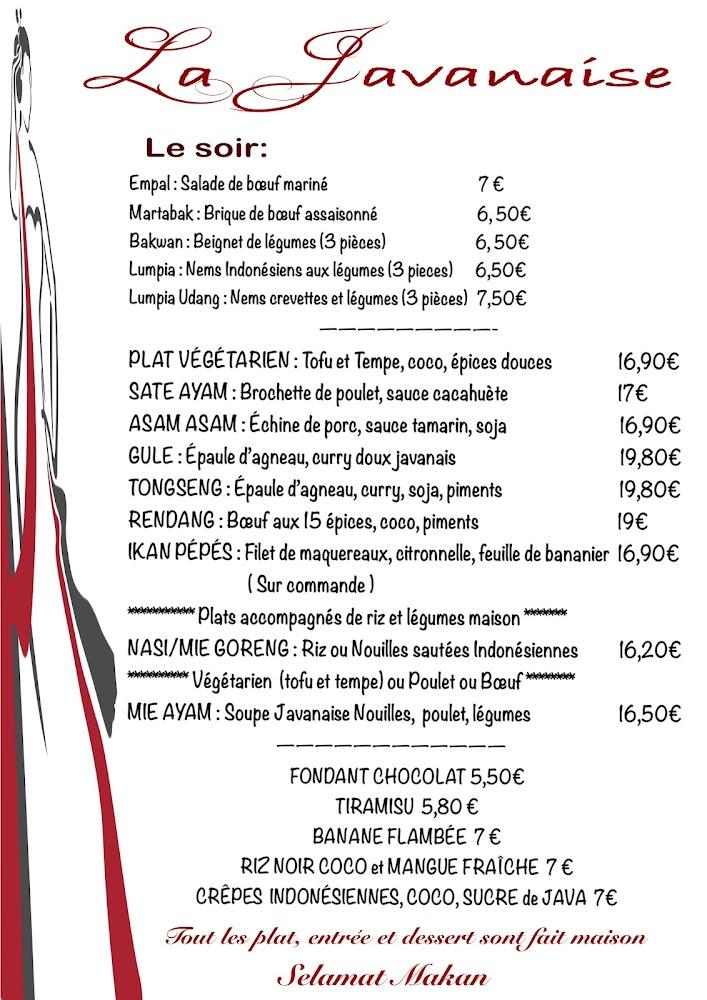 La Javanaise Restaurant - Menu Image 4